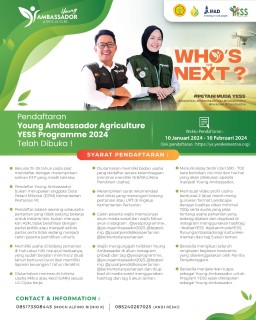 Galeri - Infografis, Pendaftaran Young Ambassador Agriculture 2024, young ambassador,Program YESS